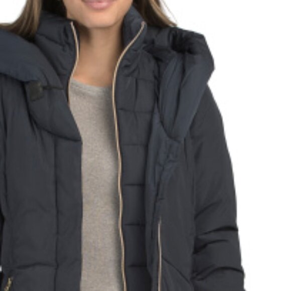 COLE HAAN Navy Midlength Down Fill Heavy Puffer Coat - Picture 3 of 3